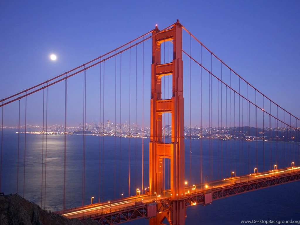 Moonrise Over San Francisco / California / USA Wallpapers And ...