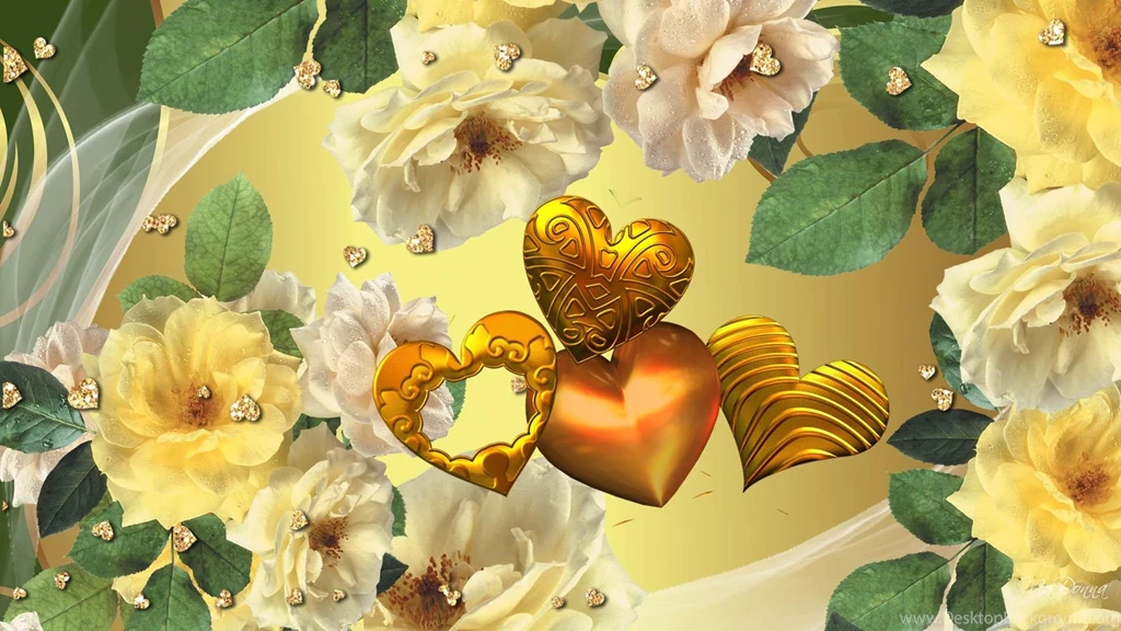 Yellow Roses Gold Hearts >> HD Wallpaper, Get It Now!