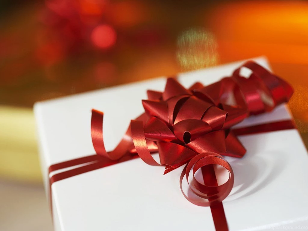 RED RIBBON ON PRESENT WALLPAPER (