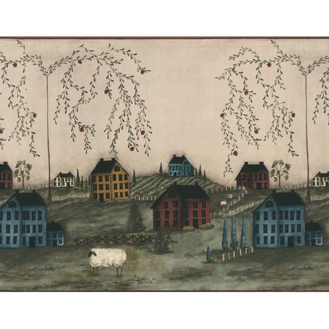 Mural Portfolio II Folk Art Chair Rail 15' X 20.5" Scenic Border ...