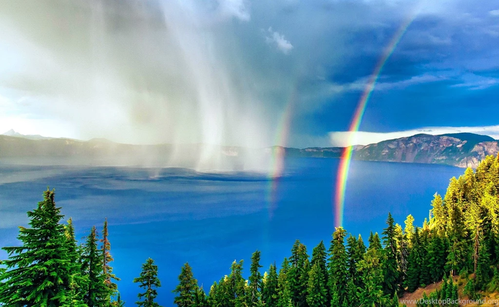 Rainbows: Rainbow Lake Storm Blue Sky Nice Nature Trees Beautiful ...