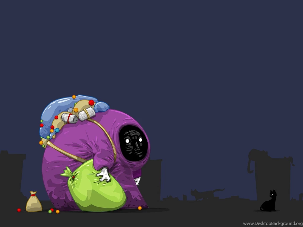 Creepy Purple Holiday Alley Man With Trash Desktop Wallpapers ...