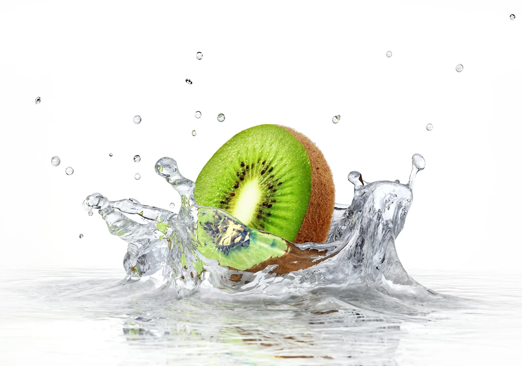 Download Wallpapers White Background, Kiwi, Spray, Water, White ...