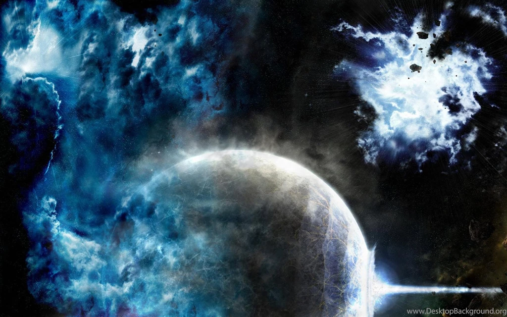 Blue Outer Space Planets Stars Wallpapers (