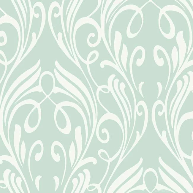 Soft Blue Na0259 Damask Leaf Scroll Wallpapers By Seabrook