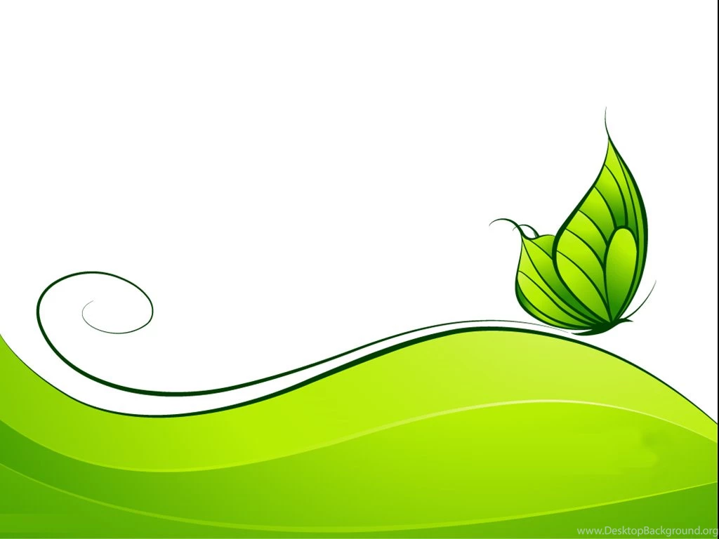 Green Abstract Design With Butterfly PPT Template, Green Abstract ...