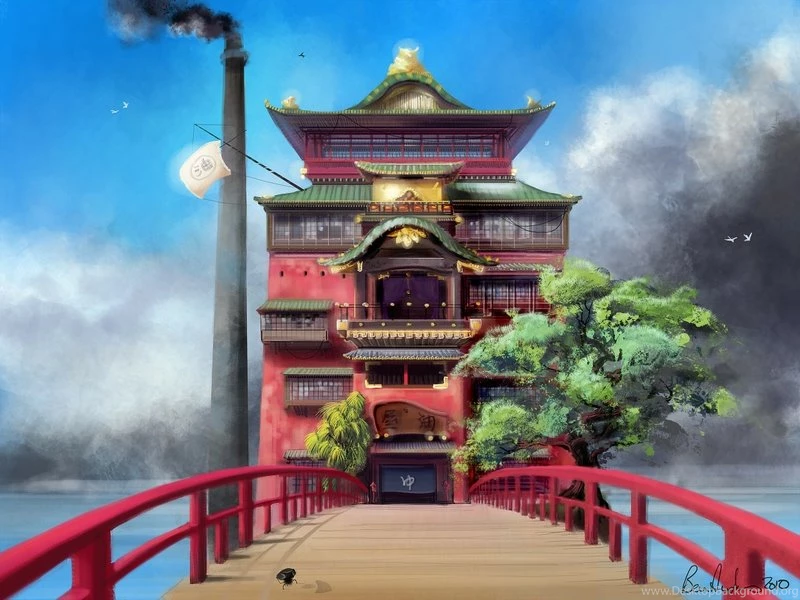 Japan Hayao Miyazaki Trees Spirited Away Bathroom Houses Spirit ...