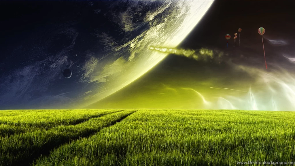 Field Planet Balloons Alien Landscape Wallpapers