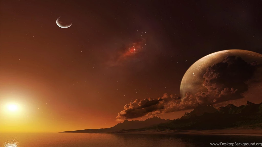 Download Planets Stars Sunset Landscape Mountains Alien Landscape ...