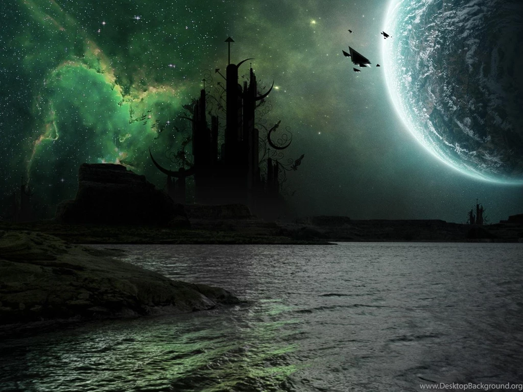 Moon Alien Landscapes Artistic Castles Fantasy Art Wallpapers