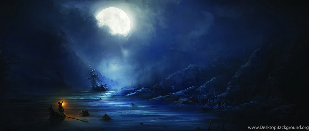 Assassin's Creed 3 Sea Night Moon Ship People Wallpapers ...