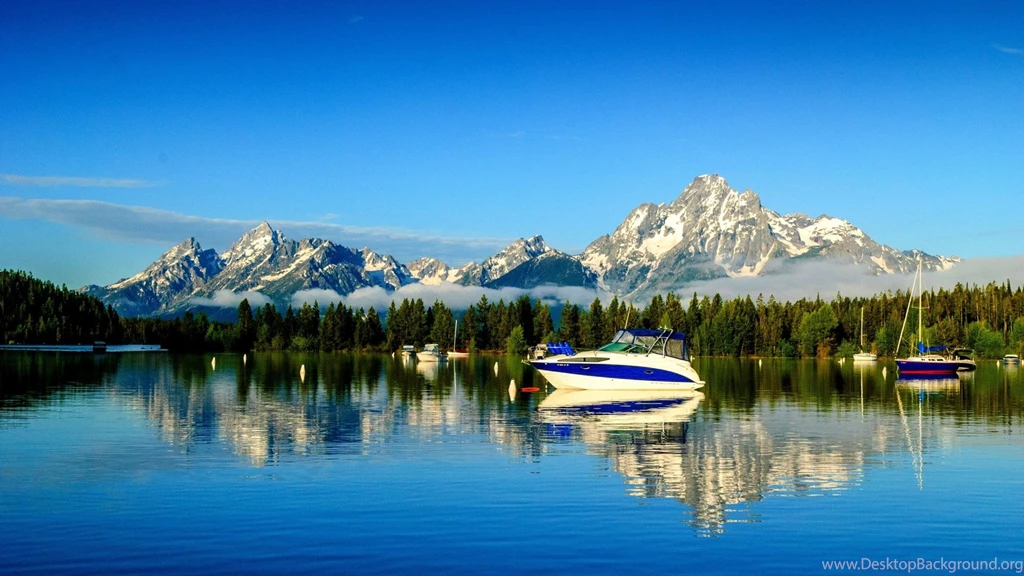 iMac 21.5" Wallpapers Page 10: MOUNTAIN LAKE Calm Boat Nature High ...