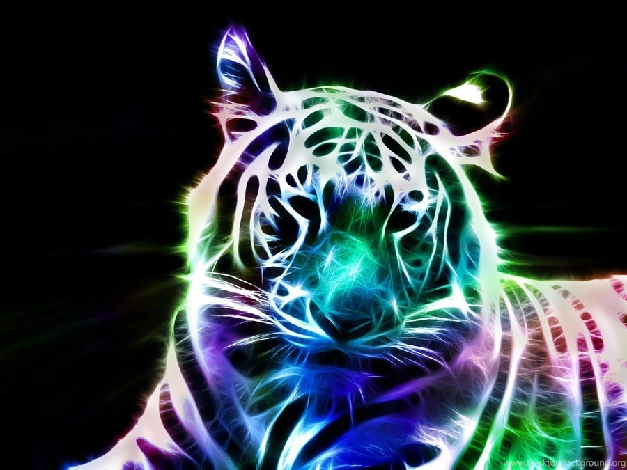 Cats: Beautiful Fractal White Tiger Colorful Fantasy HD Backgrounds ...