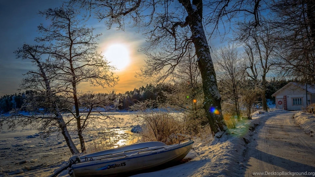 Winter Lake At Sundown >> HD Wallpaper, Get It Now!