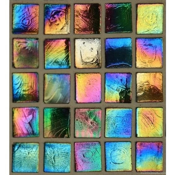 Multi Colored Iridescent Glass Tile Wallpapers ($100) ❤ Liked On ...