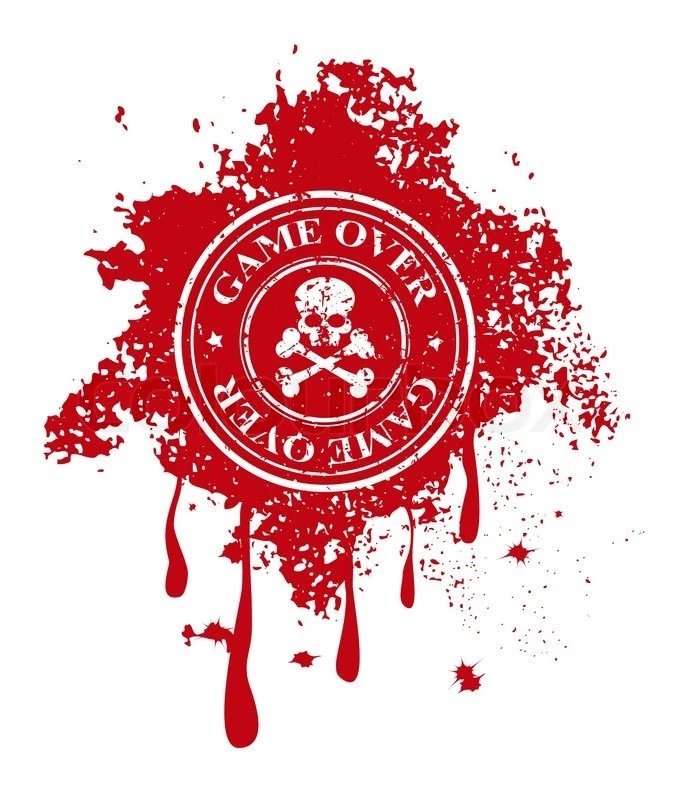 Game Over Stamp On Blood Backgrounds Stock Vector