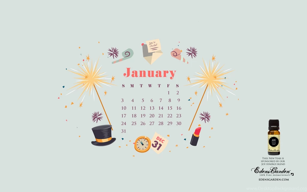 Freebie: January 2016 Desktop Wallpapers Calendar – Edens Garden