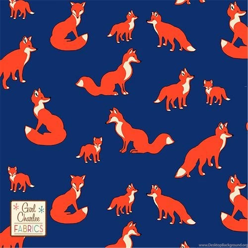 PRESALE Fox Family On Cobalt Blue Cotton Jersey Blend Knit Fabric ...