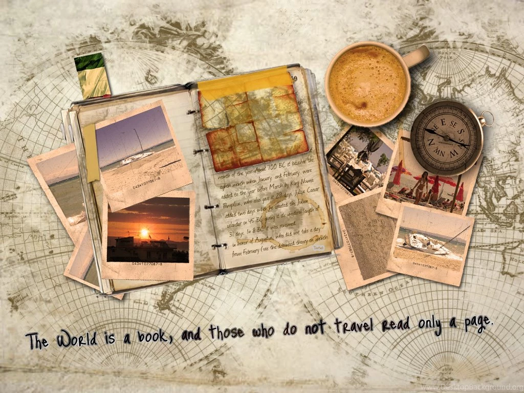 Wallpapers Blue Yellow Flag Traveler Brush Coffe Compas Polaroid ...