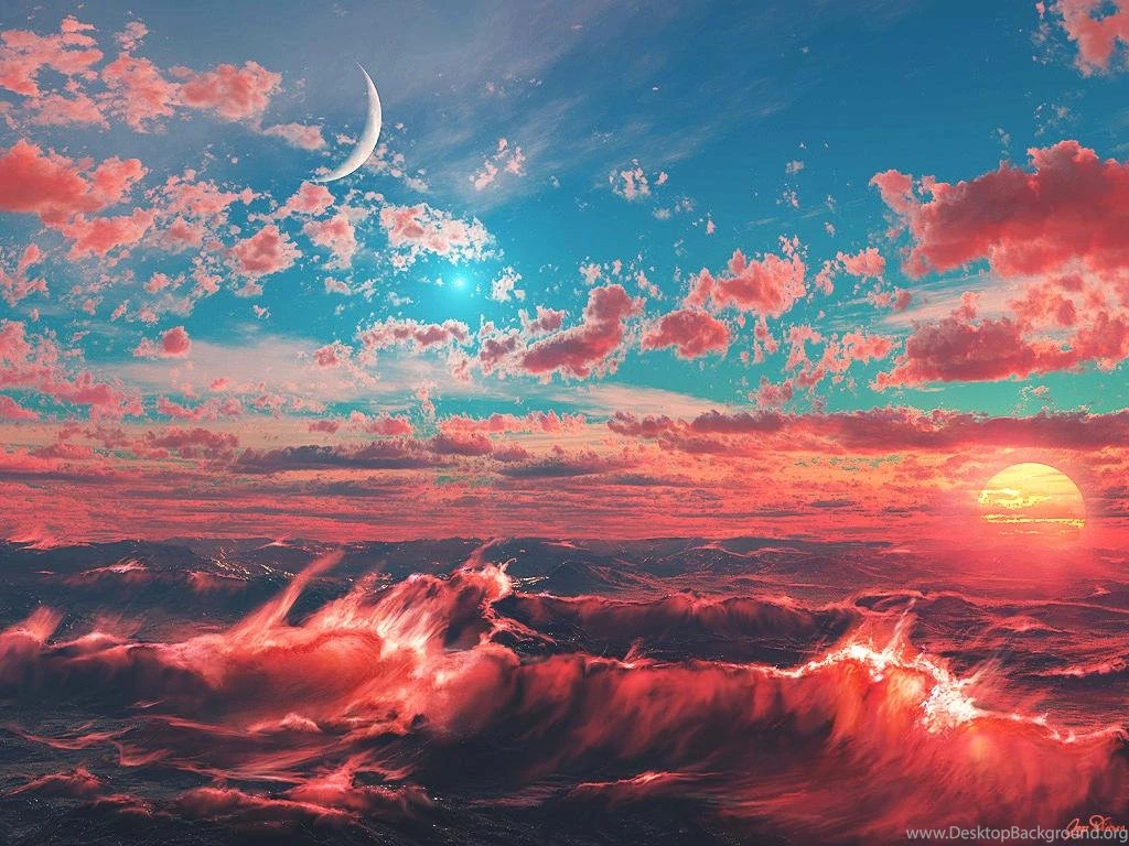 A Onda Vermelha Ao Alvorecer No Wallpapers Oceano De Fogo
