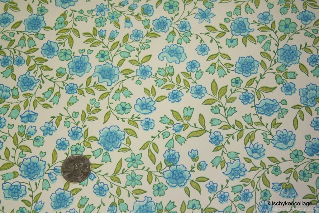 1970's Vintage Wallpapers Pretty Blue And Green By RetroWallpapers