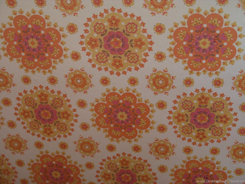 Textures And Surfaces: Wallpaper 60s 70s yellow orange floral ...