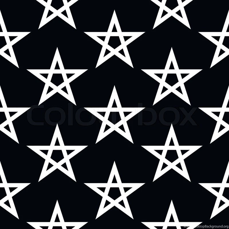 Pentagram Button Seamless Pattern On Black Background. Vector ...