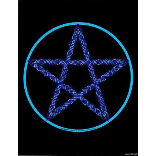 Pentagram Water Blue Star On Black Backgrounds