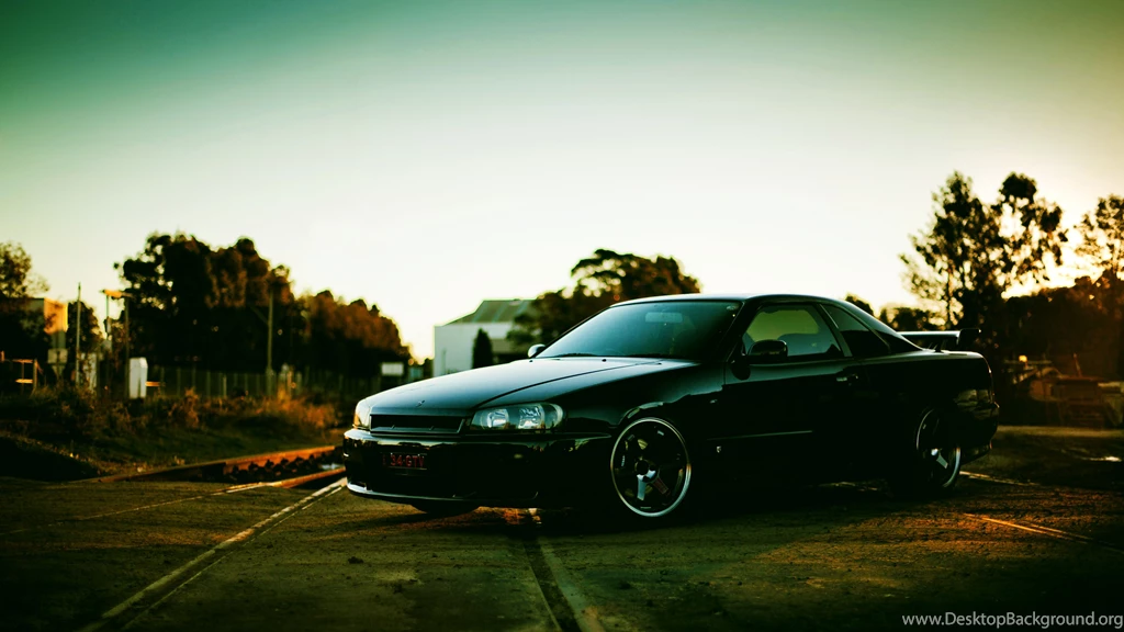 Sport Luxury Car R34 Nissan Skyline Railroad Gtr Black Front ...