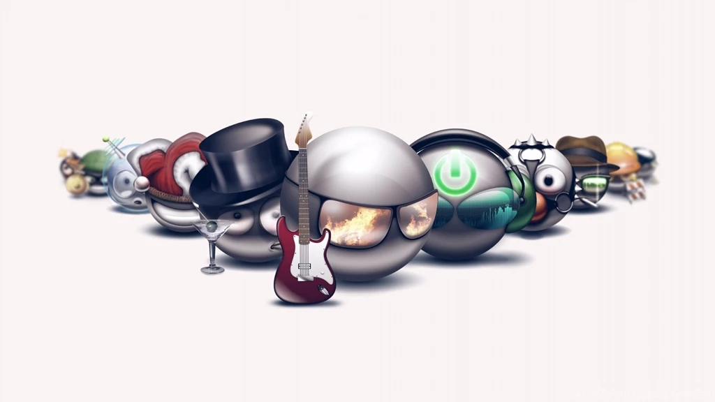 Cool wallpapers 1366x768 Cool Emoticons with glass.jpg