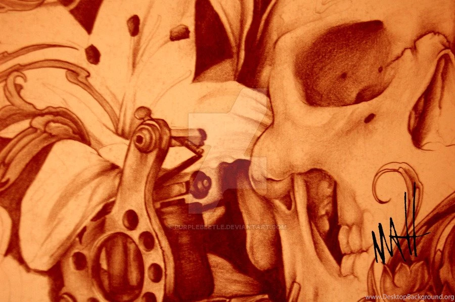 DeviantArt: More Like Skull Tattoo Machine By Purplebeetle