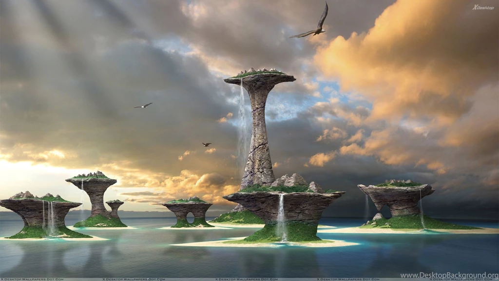 Beautiful Scene Of Fantasy Island Cities Wallpapers