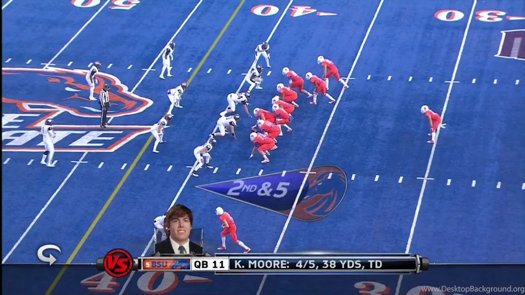 Boise State Orange Uniforms On Blue Turf