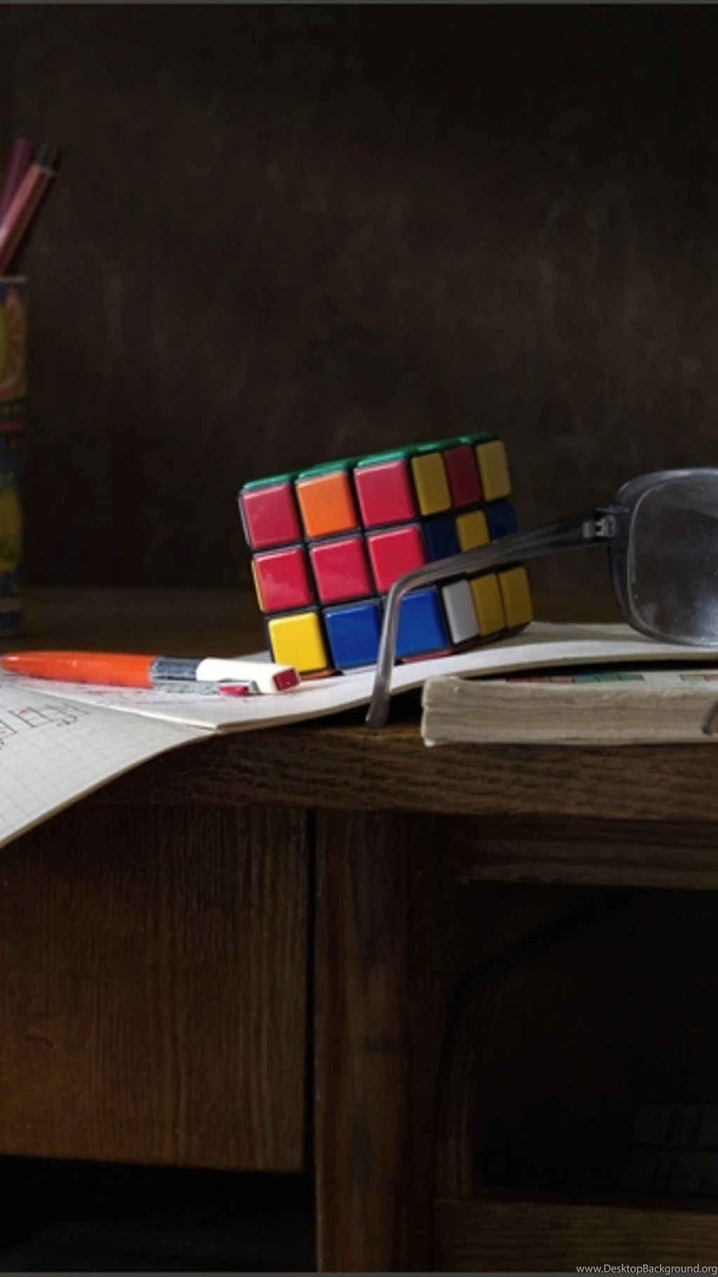 Download Wallpapers 1080x1920 Desk, Glasses, Instruction, Rubiks ...