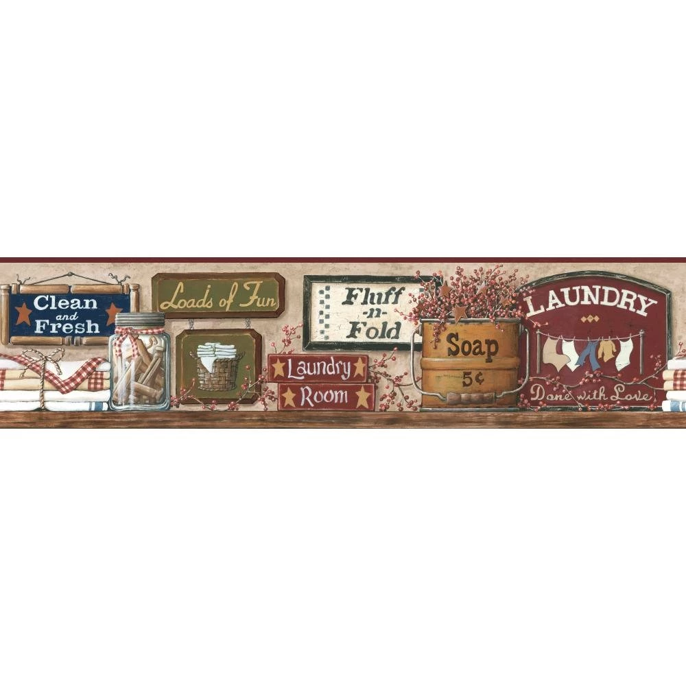 Folk Art Laundry Signs Wallpapers Border CB5511BDB Wallpapers ...