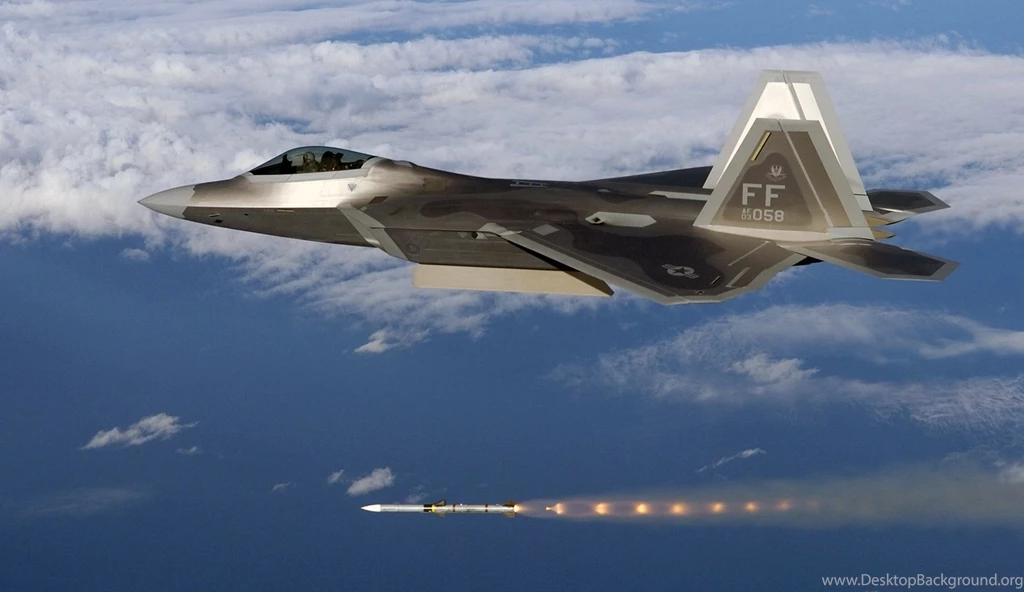 United States Air Force F 22 Raptor Lockheed Firing Missile