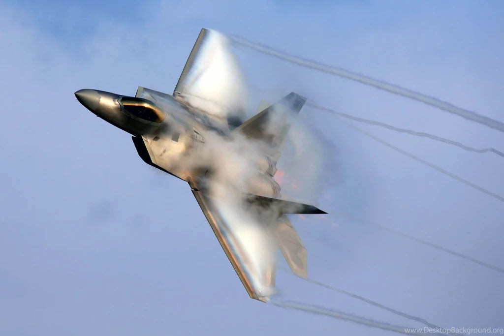 F22 Raptor With Vapor Transport Wallpapers Image Featuring Aircraft