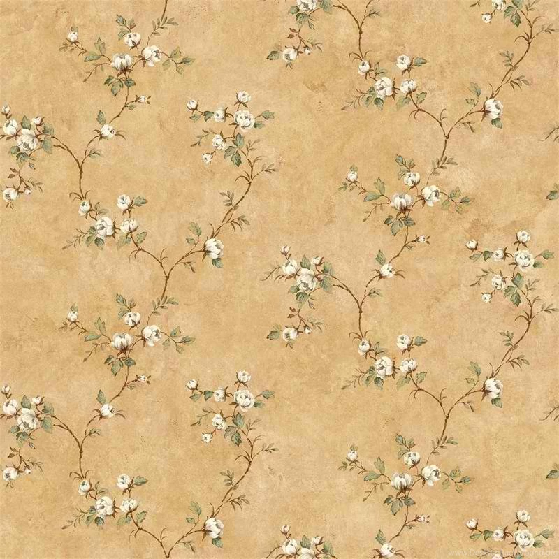 Tan Antique Floral Vine Wallpapers Interior Home Decor