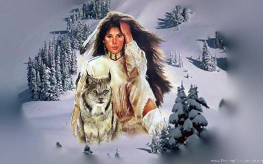 Woman,feather,wolf,native American Backgrounds Wallpapers