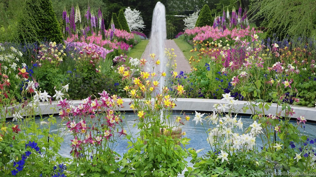 Flower Garden Fountain HD Desktop Backgrounds HD Widescreen ...