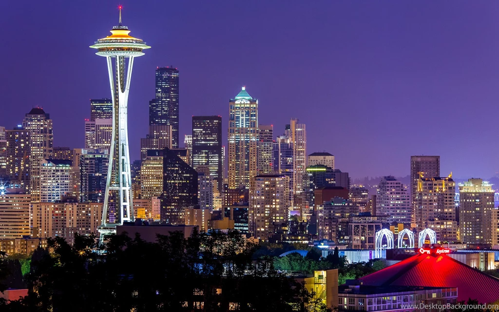 1920x1200 Seattle, Space Needle, Usa, Night, Violet, Sky, Usa ...