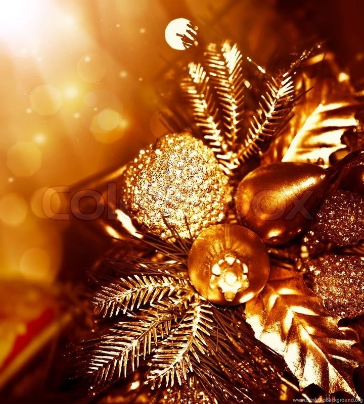 Golden Christmas Tree Decoration, Winter Holidays Ornament ...