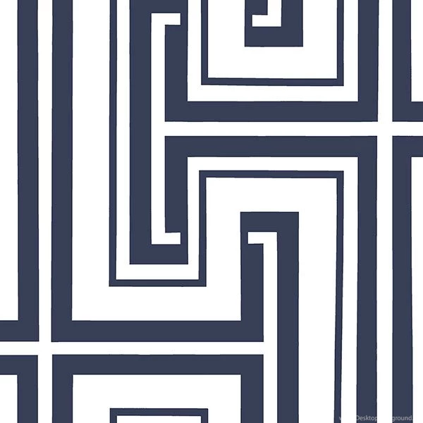 Maze Geometric Wallpaper, Navy Blue & White, 1 Bolt Transitional ...