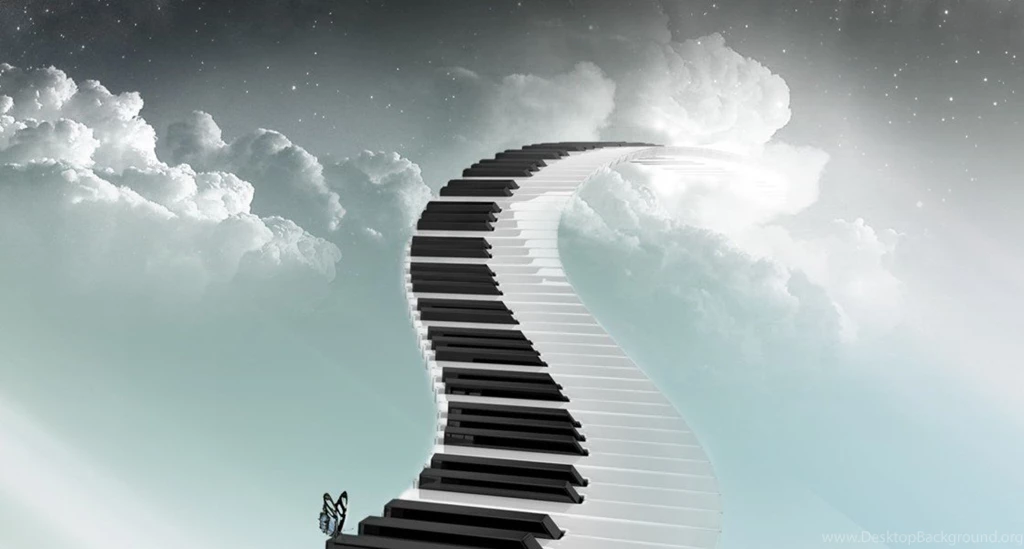 Hd Wallpapers Sky Road Piano Butterfly Staircase Music ...