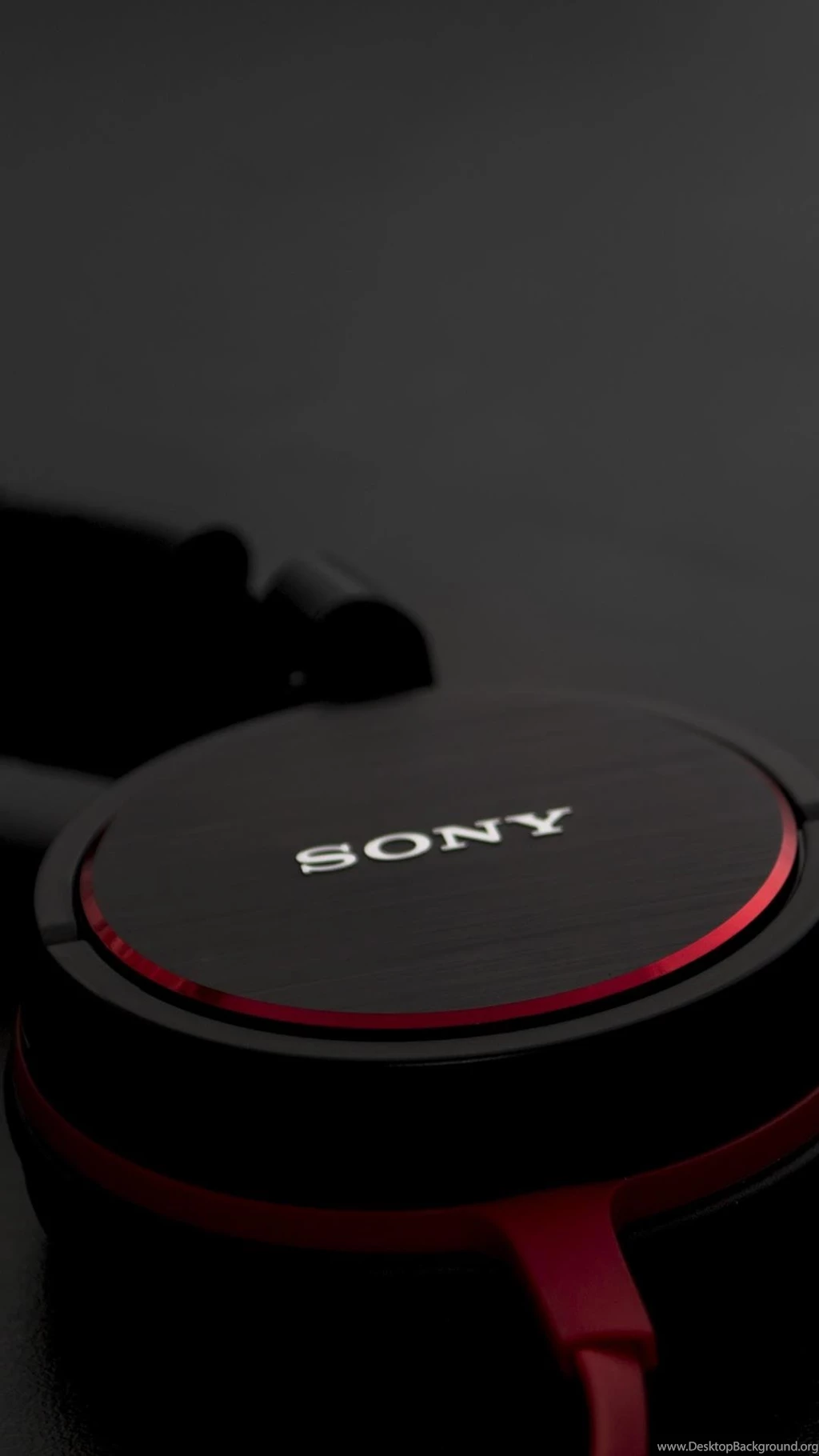 Headphones Black Red Gray Sony Nikon Still Life Wallpapers