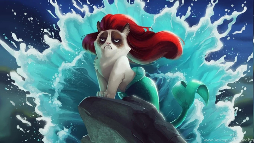 Cat, Grumpy Cat, The Little Mermaid, Disney, Humor Wallpapers HD ...