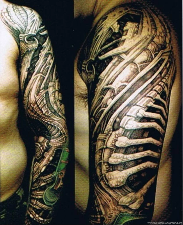 Men 3d Biomechanical Tattoo Wallpapers