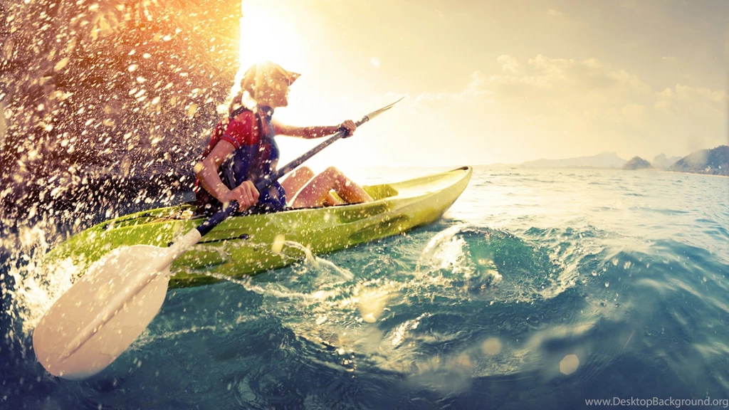 Rowing Wallpaper, Kayak, Waves, Woman, Sun, Splatter HD Backgrounds