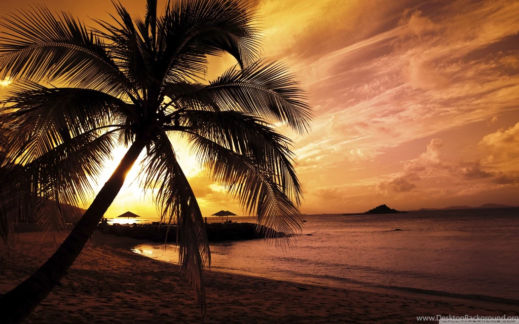 Island Beach Sunset Wallpaper.
