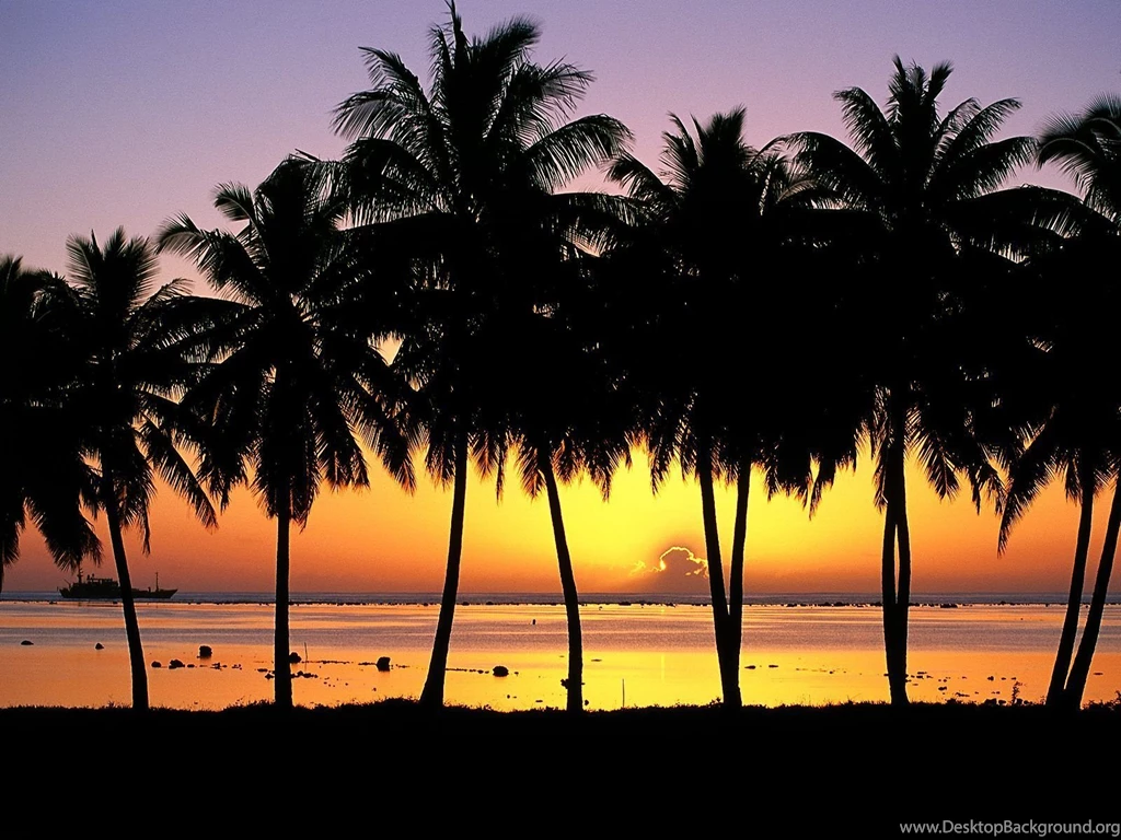Nature: Aitutaki Island At Sunset, Cook Islands, Picture Nr. 33574